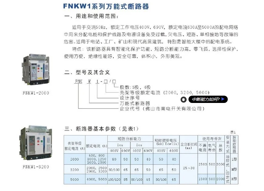 㶫ϹͿܶ·FNKW1-2000M/3 800A