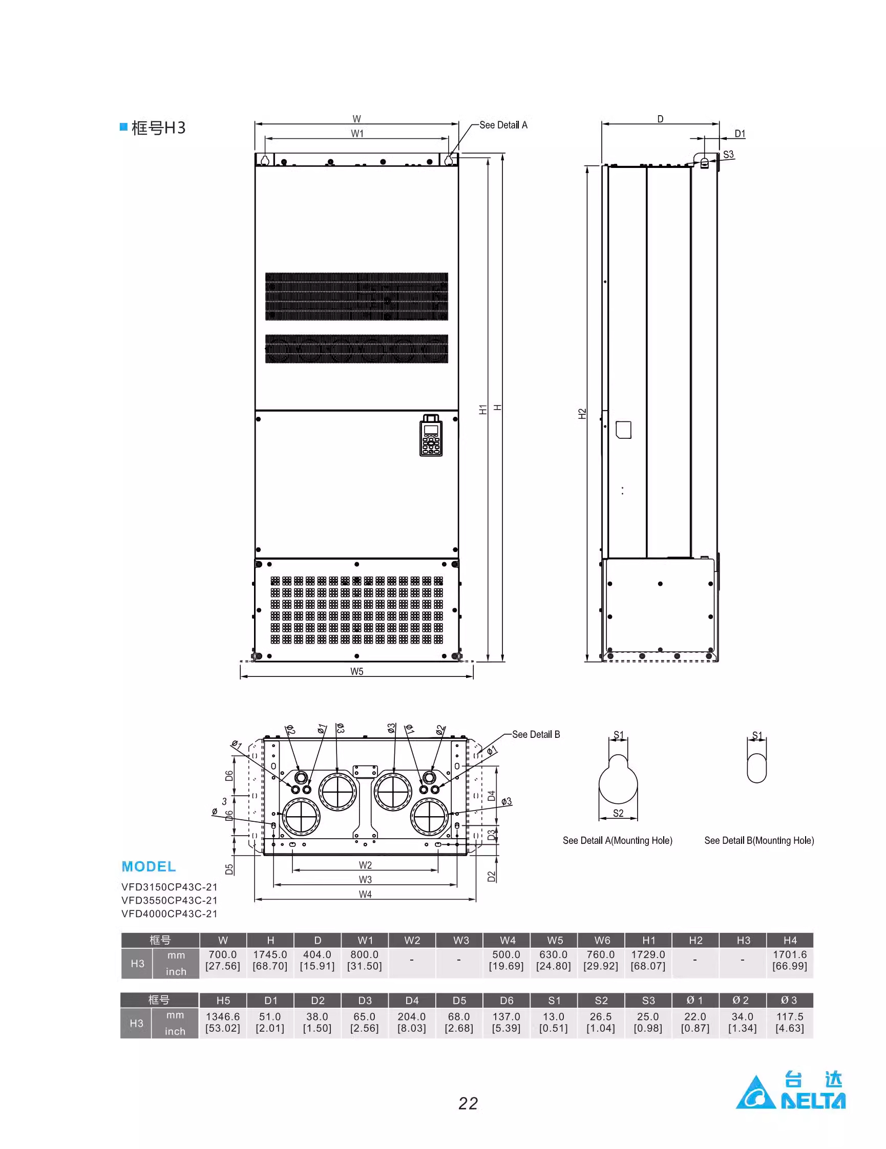 ̨ƵˮCP2000ϵ VFD015CP43B-21(1.5KW)