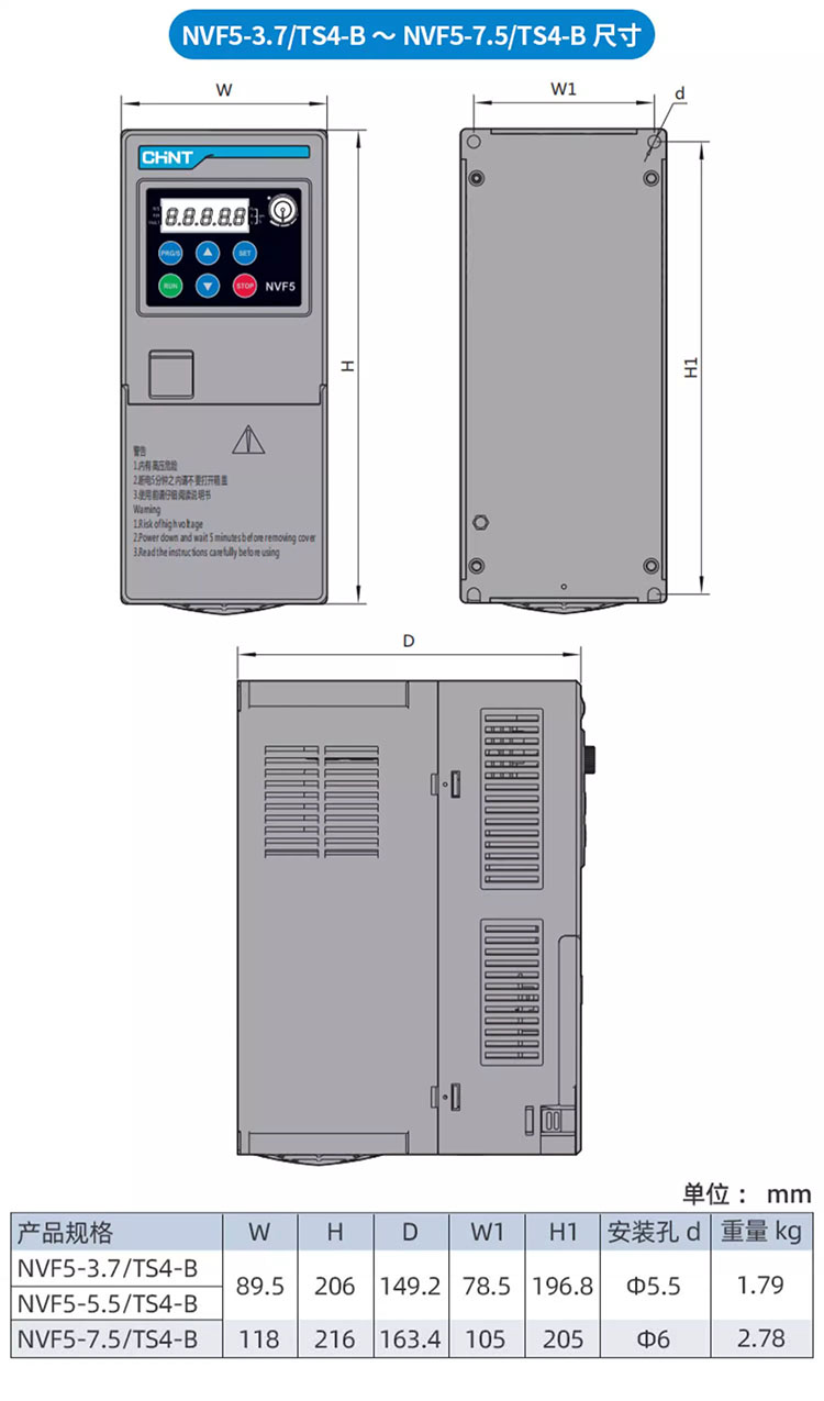 CHNT/̩ NVF5ϵͨñƵNVF5-1.5/TS4-B Դ3KVA